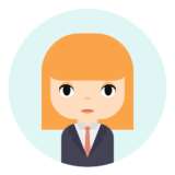 Woman Avatar with Smiling face. Female Cartoon Character. Businesswoman. Beautiful Ginger People Icon. Office Worker.